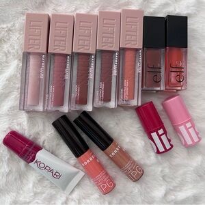 NEW Cosmetics lot lip makeup bundle -maybelline lifter gloss -elf tinted lip oil